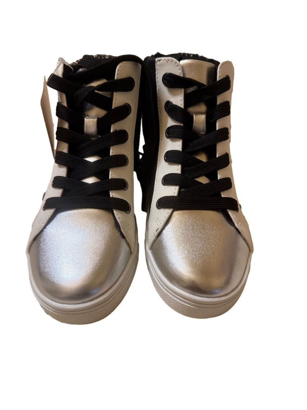 TH Parker' Silver and Black High-Top Girls Sneakers Size 2M